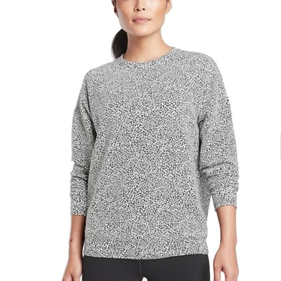 Athleta Micro Cheetah Black and White Print Sweatshirt Sz. S *EUC* MSRP: $70 - Picture 1 of 7